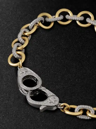 Foundrae Midsized Mixed Link 18-Karat Yellow and White Gold Diamond Bracelet - Men | Thumbnail 4 Foundrae Midsized Mixed Link 18-Karat Yellow and White Gold Diamond Bracelet - Men | Thumbnail 4