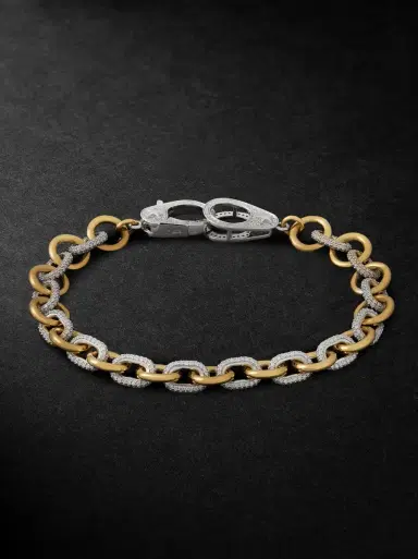 Foundrae Midsized Mixed Link 18-Karat Yellow and White Gold Diamond Bracelet - Men | Thumbnail 1 Foundrae Midsized Mixed Link 18-Karat Yellow and White Gold Diamond Bracelet - Men | Thumbnail 1