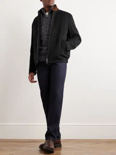 Loro Piana Roadster Suede-Trimmed Brushed-Knit Jacket with Detachable Gilet - Men | Thumbnail 2 Loro Piana Roadster Suede-Trimmed Brushed-Knit Jacket with Detachable Gilet - Men | Thumbnail 2