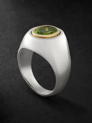 MAOR Solitaire Sterling Silver, 18-Karat Gold and Tourmaline Ring - Men | Thumbnail 1 MAOR Solitaire Sterling Silver, 18-Karat Gold and Tourmaline Ring - Men | Thumbnail 1