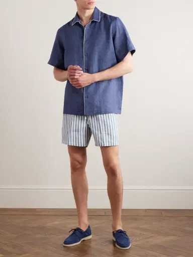 Loro Piana Bermuda Bay Straight-Leg Striped Linen Drawstring Shorts - Men | Thumbnail 2 Loro Piana Bermuda Bay Straight-Leg Striped Linen Drawstring Shorts - Men | Thumbnail 2