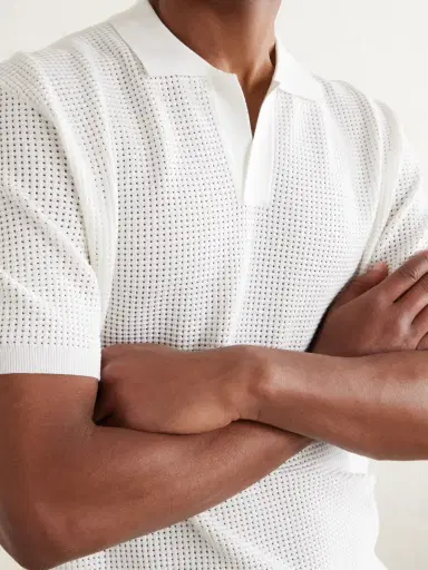 Orlebar Brown Roddy Slim-Fit Camp-Collar Pointelle-Knit Polo Shirt - Men | Thumbnail 5 Orlebar Brown Roddy Slim-Fit Camp-Collar Pointelle-Knit Polo Shirt - Men | Thumbnail 5