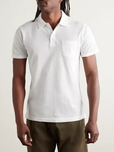 Sunspel Riviera Cotton-Mesh Polo Shirt - Men | Thumbnail 3 Sunspel Riviera Cotton-Mesh Polo Shirt - Men | Thumbnail 3
