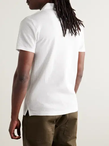 Sunspel Riviera Cotton-Mesh Polo Shirt - Men | Thumbnail 4 Sunspel Riviera Cotton-Mesh Polo Shirt - Men | Thumbnail 4