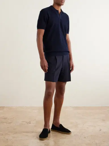 Orlebar Brown Roddy Slim-Fit Camp-Collar Pointelle-Knit Polo Shirt - Men | Thumbnail 2 Orlebar Brown Roddy Slim-Fit Camp-Collar Pointelle-Knit Polo Shirt - Men | Thumbnail 2