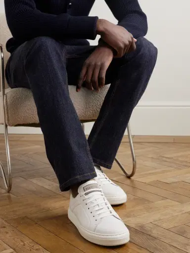Brunello Cucinelli Suede-Trimmed Full-Grain Leather Sneakers - Men | Thumbnail 2 Brunello Cucinelli Suede-Trimmed Full-Grain Leather Sneakers - Men | Thumbnail 2