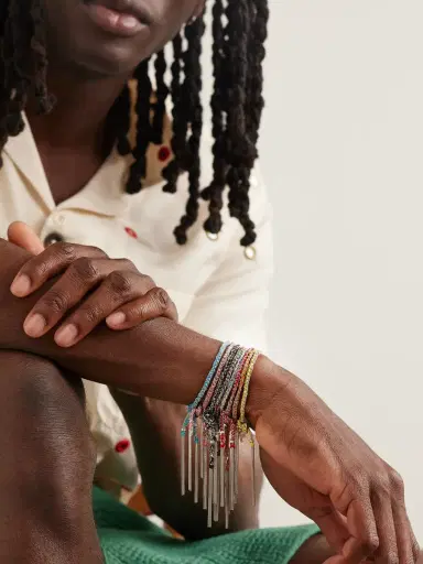 Carolina Bucci 20th Anniversary Lucky Set of Eight Silver and Silk Bracelets - Men | Thumbnail 2 Carolina Bucci 20th Anniversary Lucky Set of Eight Silver and Silk Bracelets - Men | Thumbnail 2