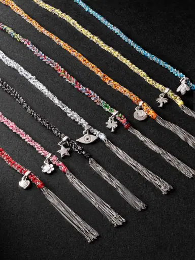 Carolina Bucci 20th Anniversary Lucky Set of Eight Silver and Silk Bracelets - Men | Thumbnail 3 Carolina Bucci 20th Anniversary Lucky Set of Eight Silver and Silk Bracelets - Men | Thumbnail 3