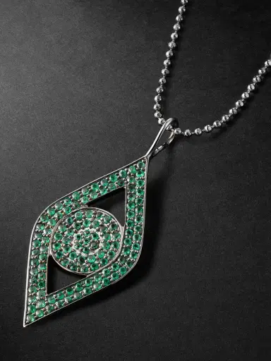 Sydney Evan Large Evil Eye White Gold Diamond Pendant Necklace - Men | Thumbnail 4 Sydney Evan Large Evil Eye White Gold Diamond Pendant Necklace - Men | Thumbnail 4