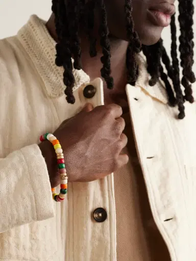 Carolina Bucci Fire Forte Beads Multi-Stone and Cord Bracelet - Men | Thumbnail 2 Carolina Bucci Fire Forte Beads Multi-Stone and Cord Bracelet - Men | Thumbnail 2