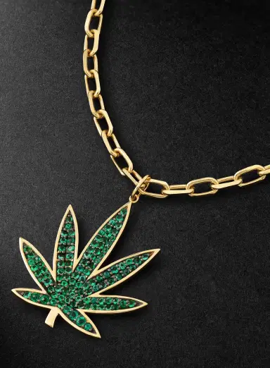 Sydney Evan Large Pot Leaf Gold Diamond Necklace - Men | Thumbnail 4 Sydney Evan Large Pot Leaf Gold Diamond Necklace - Men | Thumbnail 4