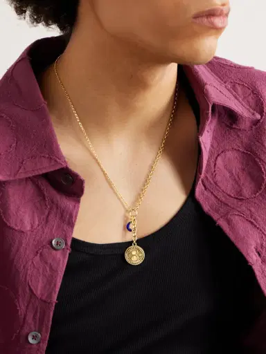 Foundrae Mixed Belcher 18-Karat Gold, Lapis Lazuli and Diamond Necklace - Men | Thumbnail 2 Foundrae Mixed Belcher 18-Karat Gold, Lapis Lazuli and Diamond Necklace - Men | Thumbnail 2