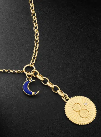 Foundrae Mixed Belcher 18-Karat Gold, Lapis Lazuli and Diamond Necklace - Men | Thumbnail 4 Foundrae Mixed Belcher 18-Karat Gold, Lapis Lazuli and Diamond Necklace - Men | Thumbnail 4