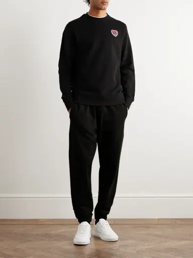 Moncler Logo-Appliquéd Cotton-Jersey Sweatshirt - Men | Thumbnail 2 Moncler Logo-Appliquéd Cotton-Jersey Sweatshirt - Men | Thumbnail 2