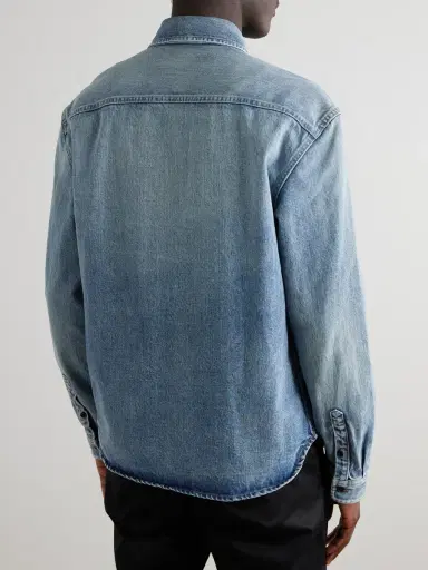 Saint Laurent Logo-Embroidered Denim Shirt - Men | Thumbnail 4 Saint Laurent Logo-Embroidered Denim Shirt - Men | Thumbnail 4