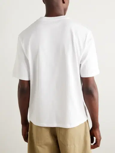 AMI PARIS Logo-Embroidered Organic Cotton-Jersey T-Shirt - Men | Thumbnail 4 AMI PARIS Logo-Embroidered Organic Cotton-Jersey T-Shirt - Men | Thumbnail 4