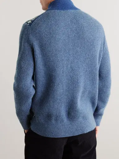 Loro Piana Fair Isle Ribbed-Knit Cashmere Half-Zip Sweater - Men | Thumbnail 3 Loro Piana Fair Isle Ribbed-Knit Cashmere Half-Zip Sweater - Men | Thumbnail 3