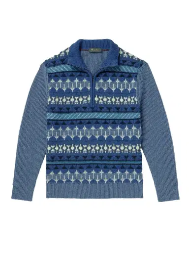 Loro Piana Fair Isle Ribbed-Knit Cashmere Half-Zip Sweater - Men | Thumbnail 1 Loro Piana Fair Isle Ribbed-Knit Cashmere Half-Zip Sweater - Men | Thumbnail 1
