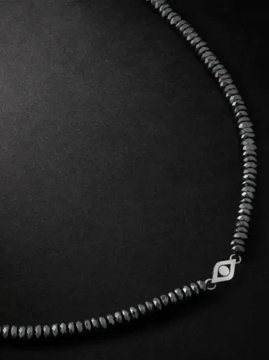 Sydney Evan White Gold Hematite Beaded Necklace - Men | Thumbnail 1 Sydney Evan White Gold Hematite Beaded Necklace - Men | Thumbnail 1