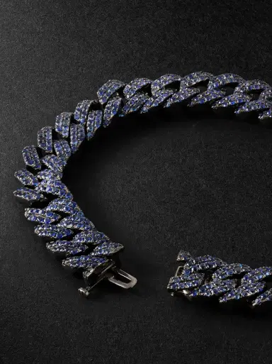 SHAY 18-Karat Blackened Gold Sapphire Chain Bracelet - Men | Thumbnail 3 SHAY 18-Karat Blackened Gold Sapphire Chain Bracelet - Men | Thumbnail 3