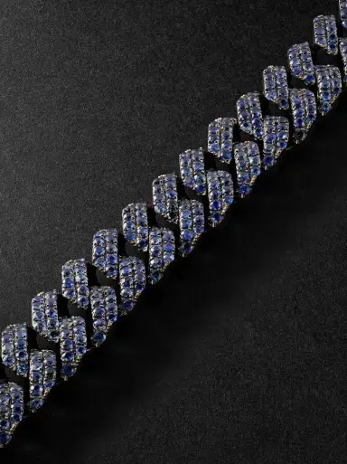 SHAY 18-Karat Blackened Gold Sapphire Chain Bracelet - Men | Thumbnail 4 SHAY 18-Karat Blackened Gold Sapphire Chain Bracelet - Men | Thumbnail 4