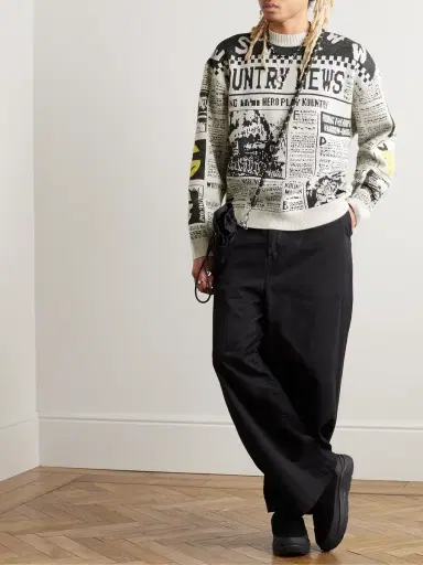 KAPITAL 8G Newspaper Intarsia-Knit Sweater - Men | Thumbnail 2 KAPITAL 8G Newspaper Intarsia-Knit Sweater - Men | Thumbnail 2