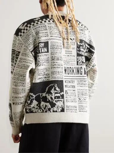 KAPITAL 8G Newspaper Intarsia-Knit Sweater - Men | Thumbnail 3 KAPITAL 8G Newspaper Intarsia-Knit Sweater - Men | Thumbnail 3