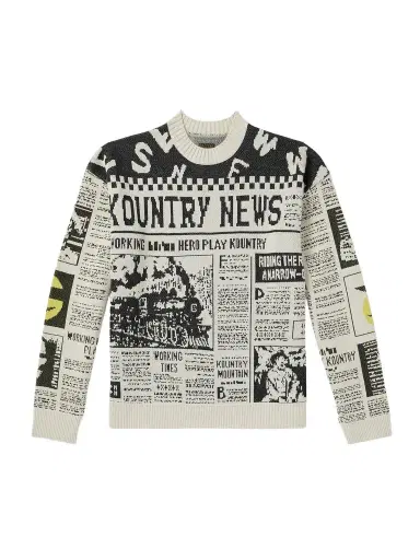 KAPITAL 8G Newspaper Intarsia-Knit Sweater - Men | Thumbnail 1 KAPITAL 8G Newspaper Intarsia-Knit Sweater - Men | Thumbnail 1
