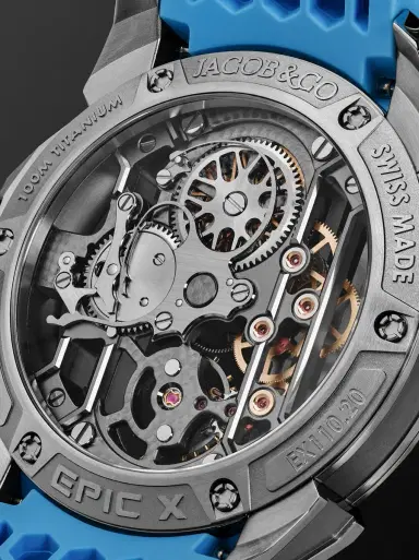 Jacob & Co. Epic X Limited Edition Hand-Wound Skeleton 44mm Titanium and Rubber Watch, Ref. No. EX110.20.AA.AJ - Men | Thumbnail 3 Jacob & Co. Epic X Limited Edition Hand-Wound Skeleton 44mm Titanium and Rubber Watch, Ref. No. EX110.20.AA.AJ - Men | Thumbnail 3