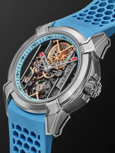 Jacob & Co. Epic X Limited Edition Hand-Wound Skeleton 44mm Titanium and Rubber Watch, Ref. No. EX110.20.AA.AJ - Men | Thumbnail 4 Jacob & Co. Epic X Limited Edition Hand-Wound Skeleton 44mm Titanium and Rubber Watch, Ref. No. EX110.20.AA.AJ - Men | Thumbnail 4