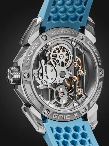 Jacob & Co. Epic X Limited Edition Hand-Wound Skeleton 44mm Titanium and Rubber Watch, Ref. No. EX110.20.AA.AJ - Men | Thumbnail 5 Jacob & Co. Epic X Limited Edition Hand-Wound Skeleton 44mm Titanium and Rubber Watch, Ref. No. EX110.20.AA.AJ - Men | Thumbnail 5