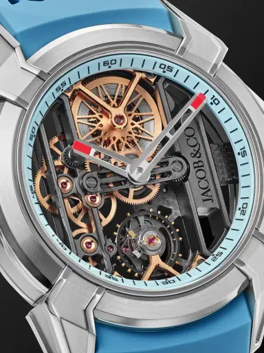 Jacob & Co. Epic X Limited Edition Hand-Wound Skeleton 44mm Titanium and Rubber Watch, Ref. No. EX110.20.AA.AJ - Men | Thumbnail 6 Jacob & Co. Epic X Limited Edition Hand-Wound Skeleton 44mm Titanium and Rubber Watch, Ref. No. EX110.20.AA.AJ - Men | Thumbnail 6