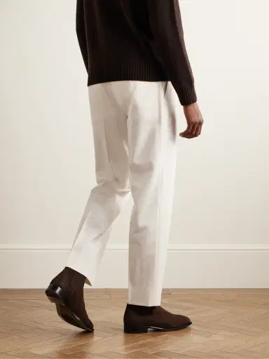 Zegna Slim-Fit Pleated Cotton and Wool-Blend Twill Trousers - Men | Thumbnail 3 Zegna Slim-Fit Pleated Cotton and Wool-Blend Twill Trousers - Men | Thumbnail 3