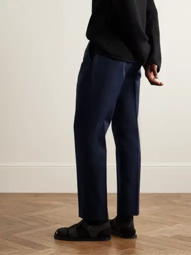Zegna Slim-Fit Pleated Cotton and Wool-Blend Twill Trousers - Men | Thumbnail 3 Zegna Slim-Fit Pleated Cotton and Wool-Blend Twill Trousers - Men | Thumbnail 3