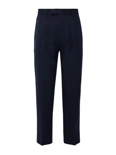 Zegna Slim-Fit Pleated Cotton and Wool-Blend Twill Trousers - Men | Thumbnail 1 Zegna Slim-Fit Pleated Cotton and Wool-Blend Twill Trousers - Men | Thumbnail 1