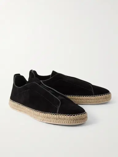 Zegna Triple Stitch™ Leather-Trimmed Suede Slip-On Sneakers - Men | Thumbnail 4 Zegna Triple Stitch™ Leather-Trimmed Suede Slip-On Sneakers - Men | Thumbnail 4