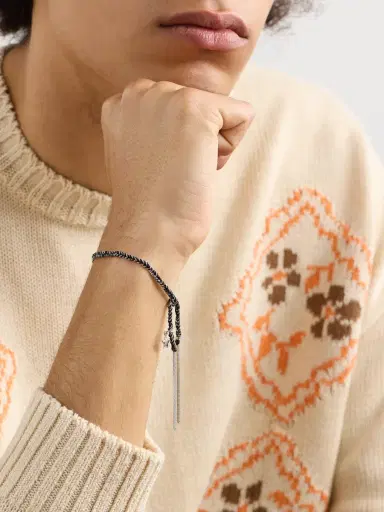 Carolina Bucci Lucky Health White Gold and Silk Bracelet - Men | Thumbnail 2 Carolina Bucci Lucky Health White Gold and Silk Bracelet - Men | Thumbnail 2