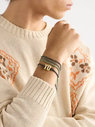 Carolina Bucci Lucky Health White Gold and Silk Bracelet - Men | Thumbnail 4 Carolina Bucci Lucky Health White Gold and Silk Bracelet - Men | Thumbnail 4