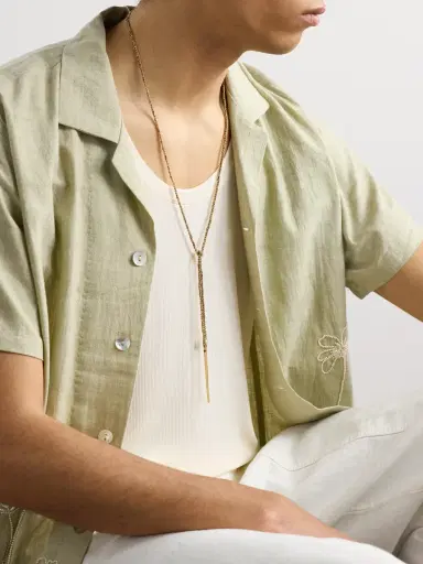 Carolina Bucci Lucky Energy Gold and Silk Necklace - Men | Thumbnail 2 Carolina Bucci Lucky Energy Gold and Silk Necklace - Men | Thumbnail 2