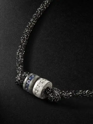Carolina Bucci Forte Beads Blackened and White Gold, Sapphire, Diamond and Lurex Necklace - Men | Thumbnail 4 Carolina Bucci Forte Beads Blackened and White Gold, Sapphire, Diamond and Lurex Necklace - Men | Thumbnail 4