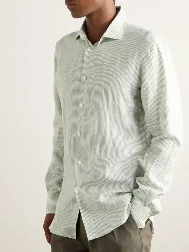 Zegna Striped Oasi Linen Shirt - Men | Thumbnail 3 Zegna Striped Oasi Linen Shirt - Men | Thumbnail 3
