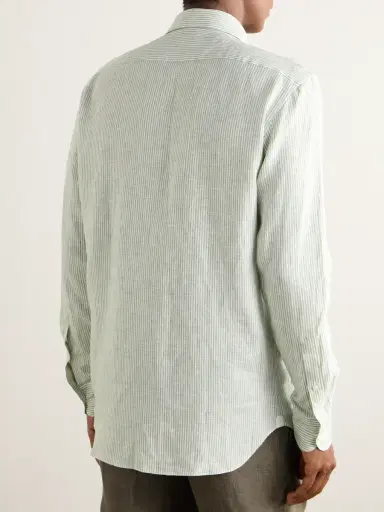 Zegna Striped Oasi Linen Shirt - Men | Thumbnail 4 Zegna Striped Oasi Linen Shirt - Men | Thumbnail 4