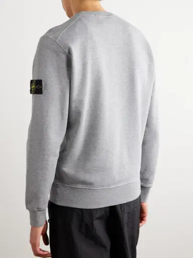 Stone Island Logo-Appliquéd Garment-Dyed Cotton-Jersey Sweatshirt - Men | Thumbnail 3 Stone Island Logo-Appliquéd Garment-Dyed Cotton-Jersey Sweatshirt - Men | Thumbnail 3