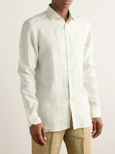 Zegna Striped Oasi Linen Shirt - Men | Thumbnail 3 Zegna Striped Oasi Linen Shirt - Men | Thumbnail 3