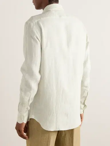 Zegna Striped Oasi Linen Shirt - Men | Thumbnail 4 Zegna Striped Oasi Linen Shirt - Men | Thumbnail 4