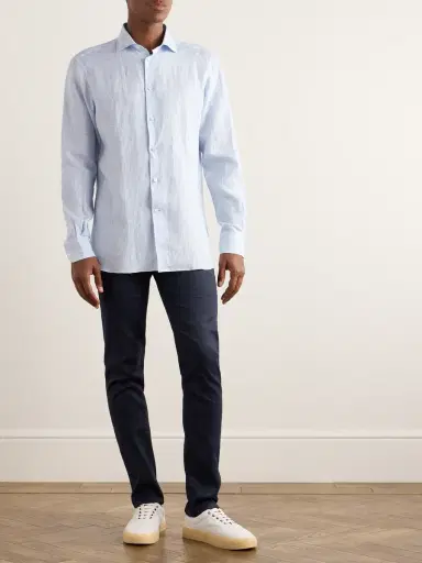 Zegna Striped Oasi Linen Shirt - Men | Thumbnail 2 Zegna Striped Oasi Linen Shirt - Men | Thumbnail 2