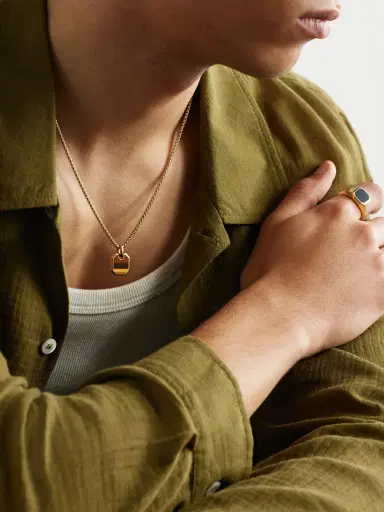 David Yurman 18-Karat Gold Tiger's Eye Pendant - Men | Thumbnail 4 David Yurman 18-Karat Gold Tiger's Eye Pendant - Men | Thumbnail 4