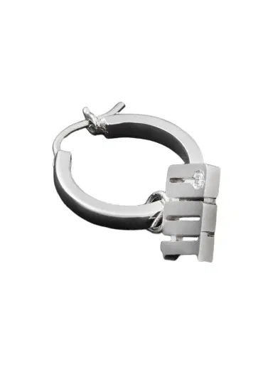 Established 100-Dollars White Gold Diamond Pendant Hoop Earring - Men | Thumbnail 1 Established 100-Dollars White Gold Diamond Pendant Hoop Earring - Men | Thumbnail 1