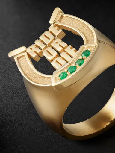 Established Ride or Die 18-Karat Gold Emerald Signet Ring - Men | Thumbnail 4 Established Ride or Die 18-Karat Gold Emerald Signet Ring - Men | Thumbnail 4
