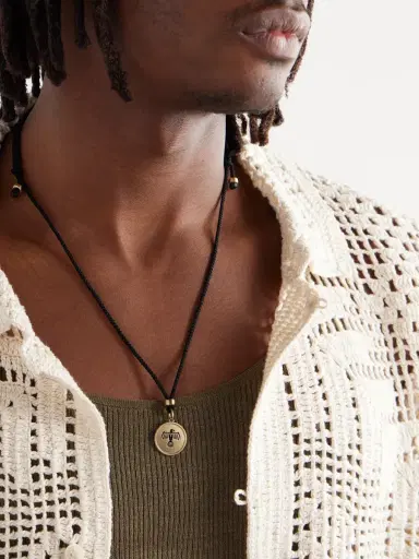 Jacquie Aiche Thunderbird 14-Karat Gold, Enamel and Cord Pendant Necklace - Men | Thumbnail 2 Jacquie Aiche Thunderbird 14-Karat Gold, Enamel and Cord Pendant Necklace - Men | Thumbnail 2